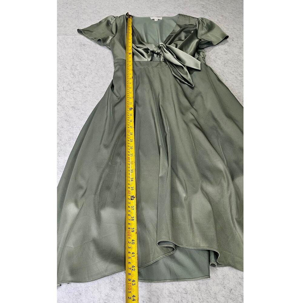 Baltic Born Satin Tie Front Midi Dress Sage Green Flutter Sleeve Size M - Picture 11 of 16